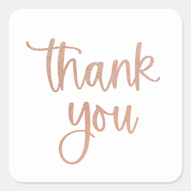 Vielen Dank Rose Gold Glitzer Script Sticker (Vorderseite)