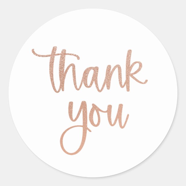 Vielen Dank Rose Gold Glitzer Script Sticker (Vorderseite)