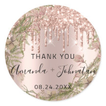 Vielen Dank Rose Gold Name Save the Date Wreath Tr