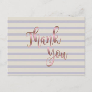 Vielen Dank Rose Gold Streifen Glitzer Clean Postkarte