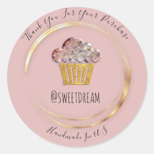 Vielen Dank Rose Gold Sweet Muffin Food Online Sho Runder Aufkleber