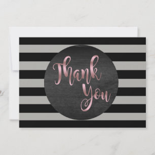 Vielen Dank Rose Gold Wedding Black Striping Dankeskarte