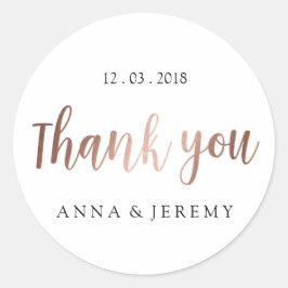 Vielen Dank Rose Gold Wedding Sticker