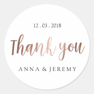 Vielen Dank Rose Gold Wedding Sticker