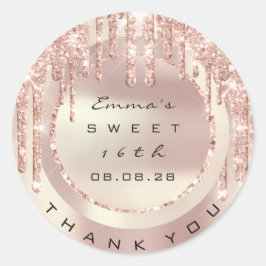 Vielen Dank Rose Tropfen Sweet 16. Glitzer 15. VIP Runder Aufkleber
