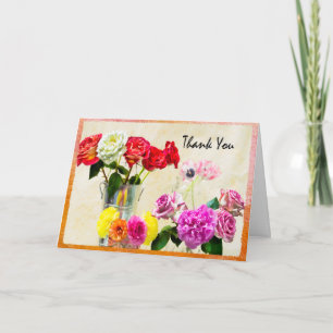 Vielen Dank, Rose, Tulips und Peonies Grußkarte Dankeskarte