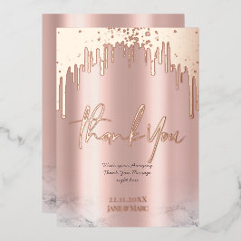 Vielen Dank Rosegold Glitzer Tropfens Foil Cards Folien Feiertagskarte