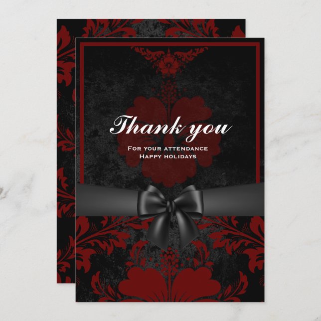 Vielen Dank, rote Blumenkarte Einladung (Vorne/Hinten)