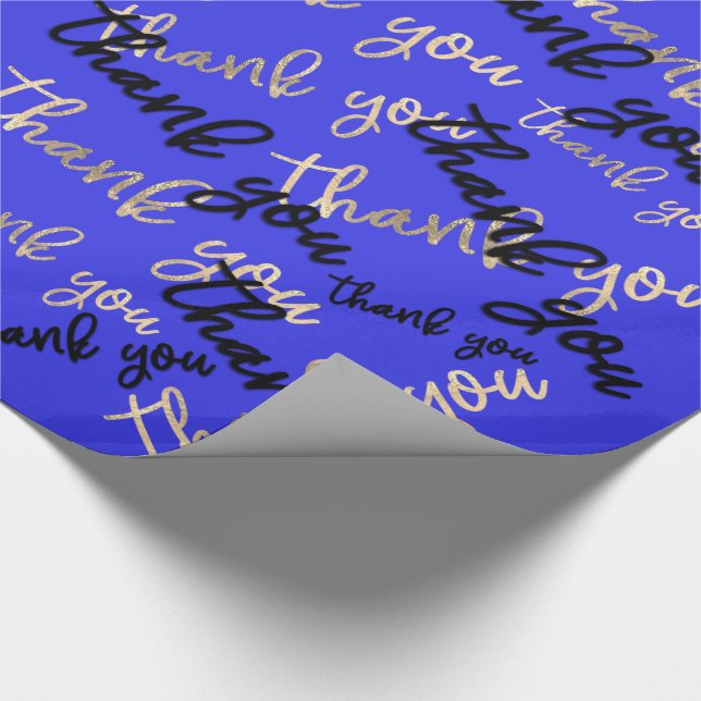Vielen Dank Royal Blue Gold Caligraphy Script Gefa Geschenkpapier (Ecke)