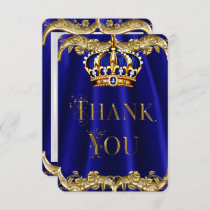 Vielen Dank Royal Blue Navy Wedding Gold Crown Dankeskarte