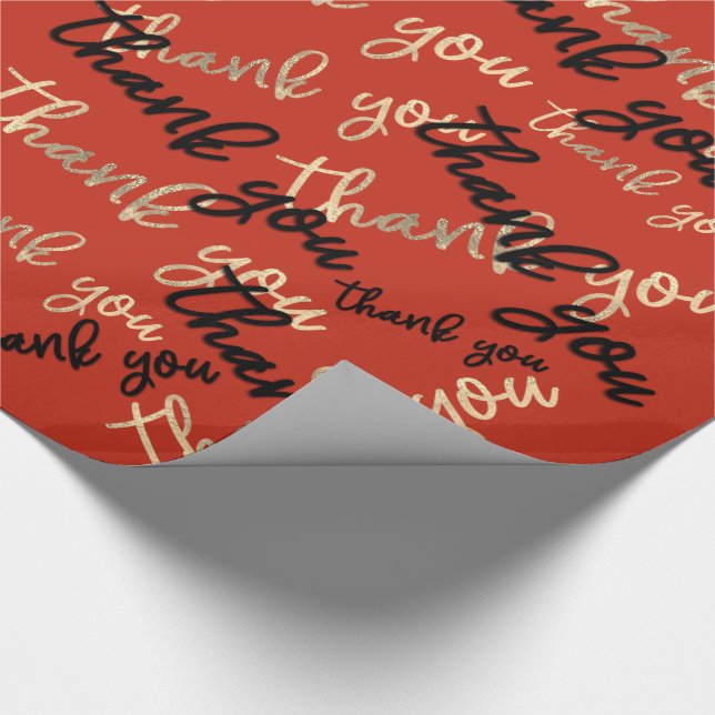 Vielen Dank Royal Orange Gold Caligraphy Script Geschenkpapier (Ecke)