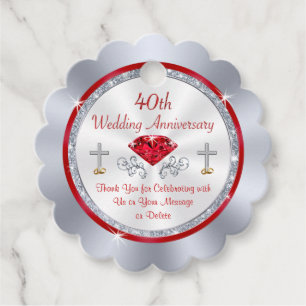 Vielen Dank Ruby Anniversary Gastgeschenke Tags Geschenkanhänger