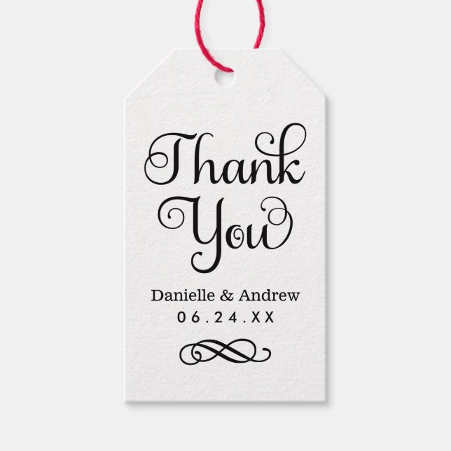 Vielen Dank Rustic Kraft Modern Script Wedding Geschenkanhänger (Vorderseite)