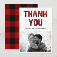 Vielen Dank, Rustic Red Kariert Foto Card