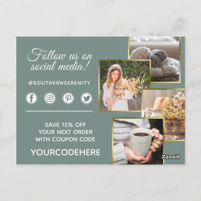 Vielen Dank, Rustic Southern Cotton 4-Foto Postkarte (Rückseite)