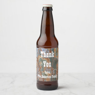 Vielen Dank, Rustic Tree Bark Abstrakte Wertschätz Bierflaschenetikett