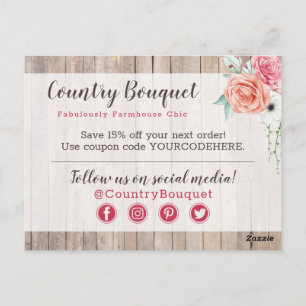 Vielen Dank Rustic Wood Country Farmhouse Rose Postkarte