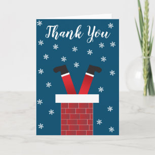 Vielen Dank Santa Claus Chimney Snowflakes Red Blu Karte