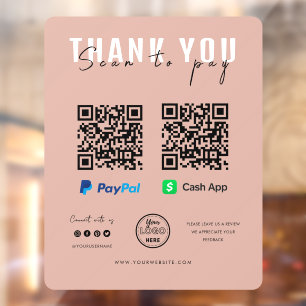 Vielen Dank Scan to Pay Logo QR Code Bezahlung Pin Fensteraufkleber