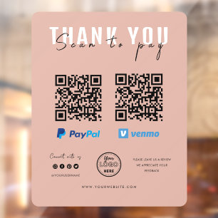 Vielen Dank Scan to Pay Logo QR Code Bezahlung Pin Fensteraufkleber