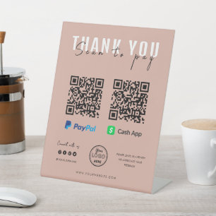 Vielen Dank Scan to Pay Logo QR Code Bezahlung Pin Sockelschild