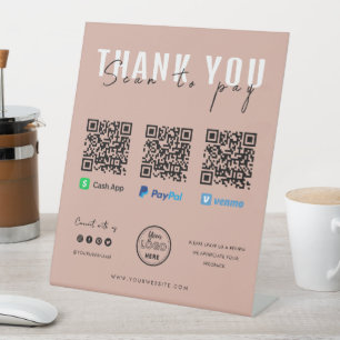 Vielen Dank Scan to Pay Logo QR Code Bezahlung Pin Sockelschild