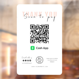 Vielen Dank Scan to Pay Logo QR Code Cash App Fensteraufkleber
