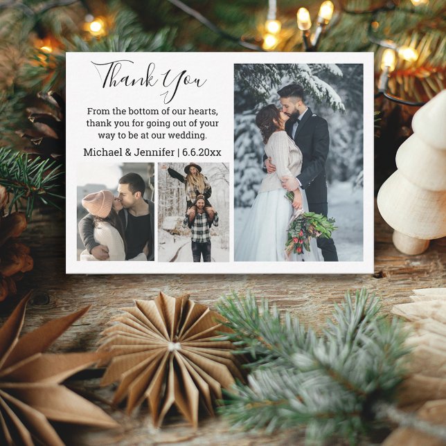 Vielen Dank schicke handwriting ehe 3 Foto Collage Mitteilungskarte (Von Creator hochgeladen)