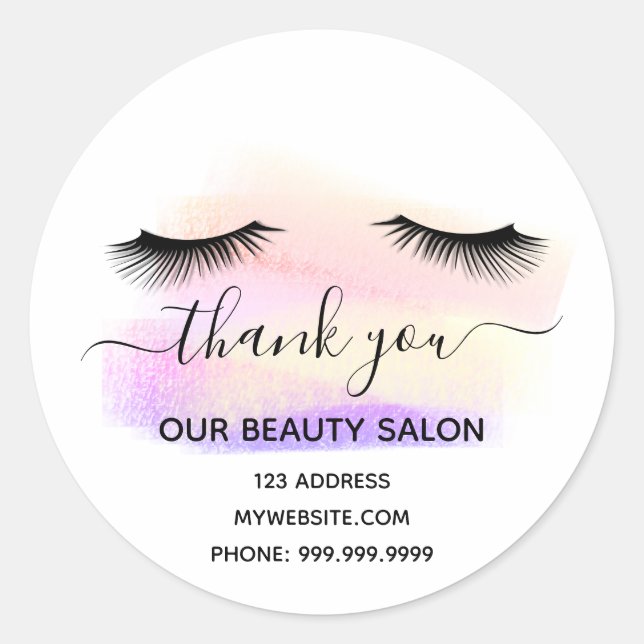 Vielen Dank, Schönheitssalon hellweiße Lashes Past Runder Aufkleber (Vorderseite)