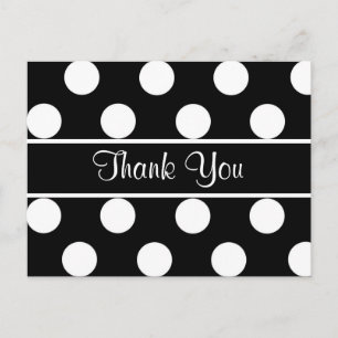Vielen Dank, Schwarz und Weiß Polka Dot Postcard Postkarte