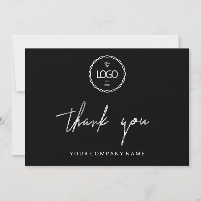 Vielen Dank Script Business Insert Card Logo Black Einladung (Vorderseite)