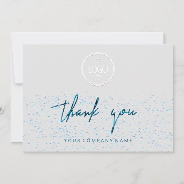 Vielen Dank Script Business Insert Logo Blue Grau Einladung (Vorderseite)