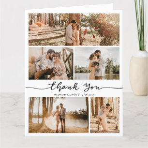 Vielen Dank, Script Elegant Wedding Foto Collage Dankeskarte