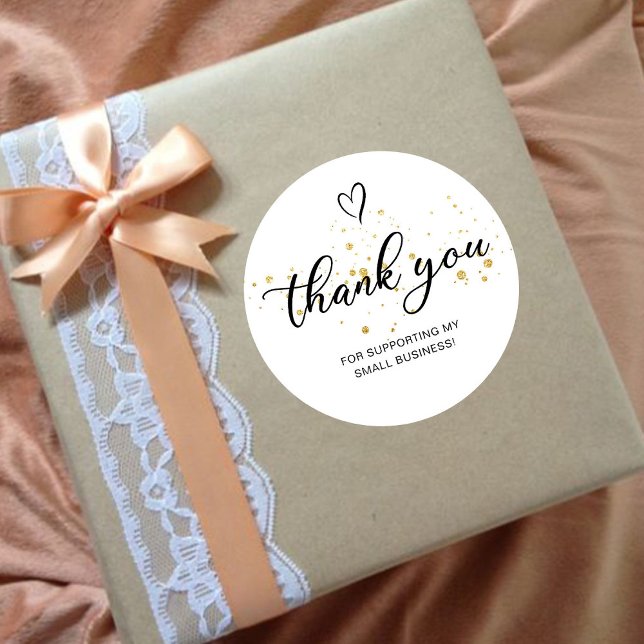 Vielen Dank Script Gold Herz Kleine Unternehmen Runder Aufkleber (Von Creator hochgeladen)
