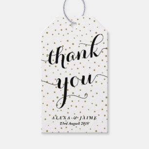 Vielen Dank, Script Gold Polka Dots Muster Geschenkanhänger