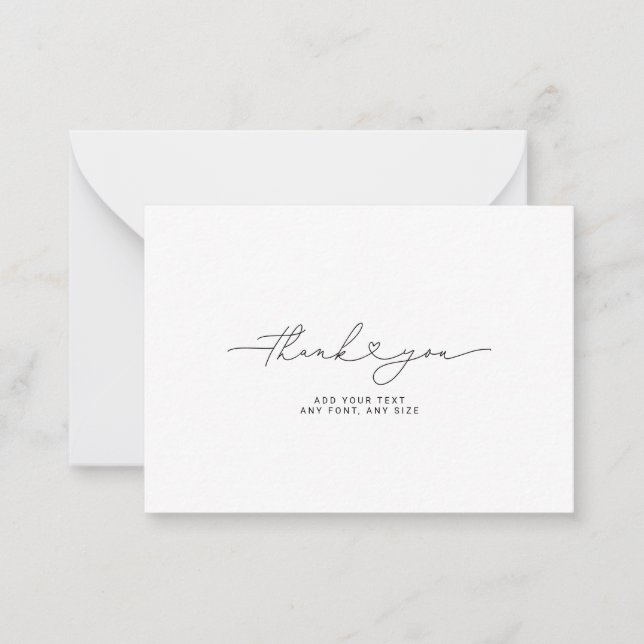 Vielen Dank, Script Heart Elegant 3,5"X2.5" Mitteilungskarte (Vorderseite)