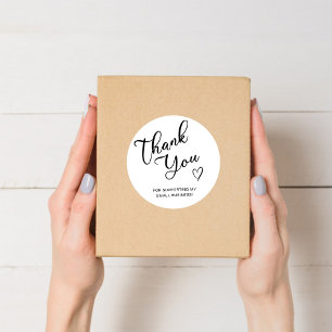 Vielen Dank, Script Herz Kleine Unternehmen Runder Aufkleber