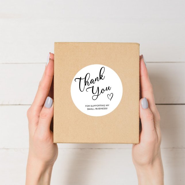 Vielen Dank, Script Herz Kleine Unternehmen Runder Aufkleber (Von Creator hochgeladen)