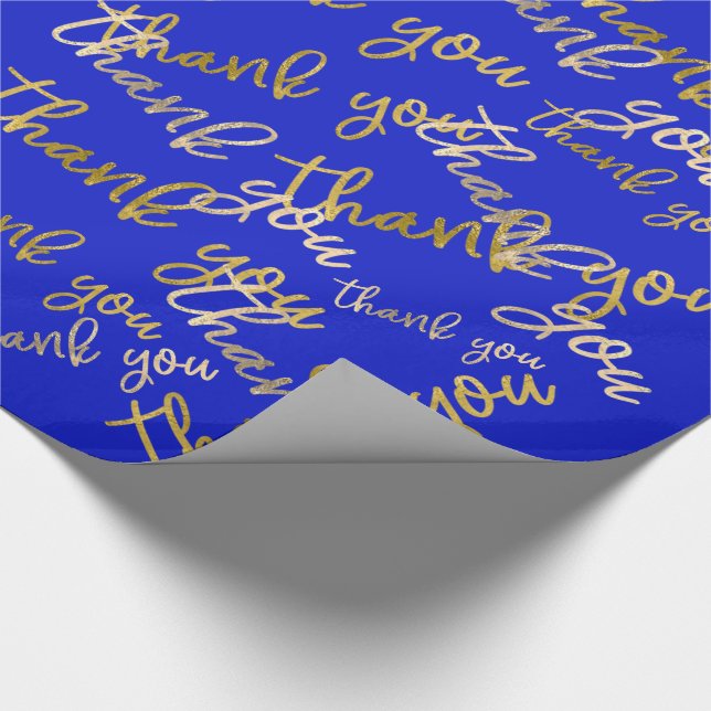 Vielen Dank Script Mermaid Gold Fevor Blue Geschenkpapier (Ecke)