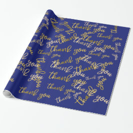Vielen Dank Script Mermaid Gold Fvor Blue Navy Geschenkpapier