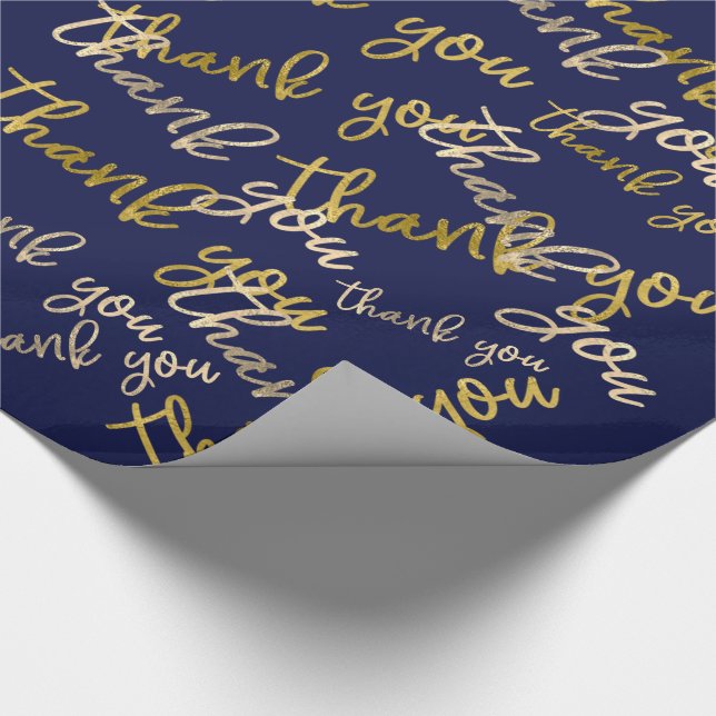 Vielen Dank Script Mermaid Gold Gastgeschenk Hochz Geschenkpapier (Ecke)
