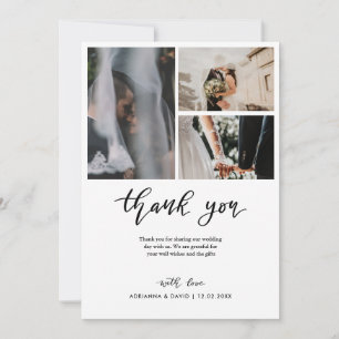 Vielen Dank, Script Wedding Couple Foto Collage Dankeskarte