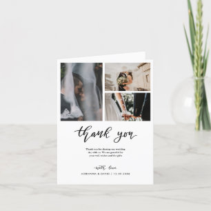 Vielen Dank, Script Wedding Couple Foto Collage Dankeskarte