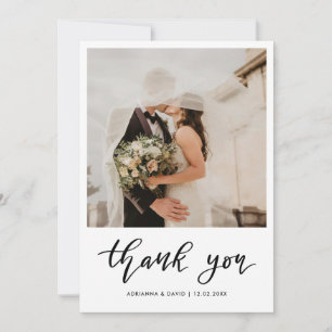 Vielen Dank Script Wedding Couple Foto Elegant Dankeskarte