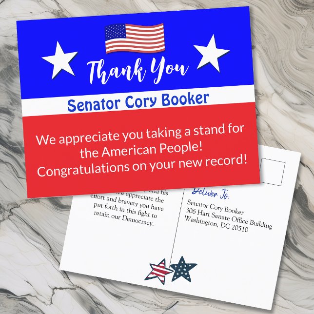 Vielen Dank Senator Cory Booker Personalisiert Postkarte (Von Creator hochgeladen)