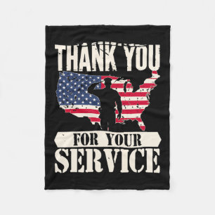 Vielen Dank Service Veteran America Patriot Milita Fleecedecke