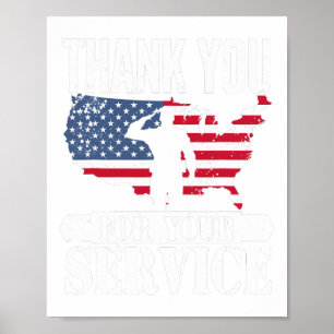 Vielen Dank Service Veteran Salute Patriot Militar Poster