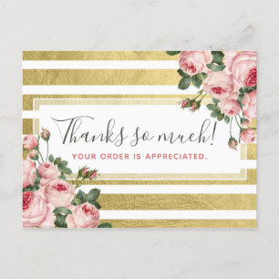Vielen Dank Shabby Chic Vintage Rose & Gold Card Postkarte