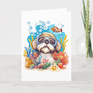 Vielen Dank Shih Tzu Dog Schnorkeling Korallenriff Dankeskarte