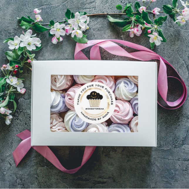 Vielen Dank Shop Mermaid Muffin White Dots Lächeln Runder Aufkleber (Thank You Shop Mermaid Muffin White Dots Smile Classic Round Sticker )